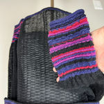 MFH Knits Sweater Womens Medium Black 100% Baby Alpaca Multicolor Open Knit Top Photo 1