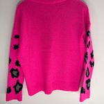 autumn cashmere Hot Pink Leopard Pullover Sweater XS Fuchsia MobWife Crewneck Photo 7