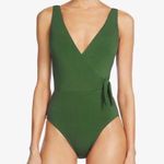 Robin Piccone Ava Sage Green V-Neck Wrap One Piece Swimsuit Size 2 Photo 0