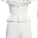 Moon River Pompom Cutout Off the Shoulder Romper Photo 0