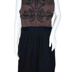 Leifnotes Dress Women 12 Black Brown Open Air Theater Dress Embroidered Boheiman Photo 0