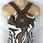 INC  Beaded Bodice Sleeveless Brown Animal Print Dress S Photo 5