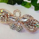 Rose Gold Hair Clip Bow with Cherries Crystal Rhinestones Pink Photo 0