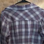 AQUA  Flannel Purple and Gray Plaid Button Down. Size XS Photo 6