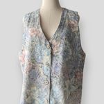Orvis Vintage Pastel Tapestry Floral Button-Front Vest Photo 1