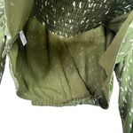 ASTR The Label Wrap Top Green XL Puff Sleeve V-Neck Cropped Satin Smocked Back Photo 6