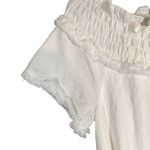 Line and Dot White Short Sleeve Bohemian Maxi Dress Women Sz S Photo 6