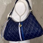 Victoria's Secret Vintage Victoria’s Secret Quilted Navy Blue Shoulder Bag w/ Heart Charm Y2K Photo 0