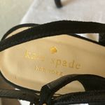 Kate Spade : Black Suede Open Toe Heels- Floral Accent- 7 Photo 1