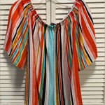 Mossimo Striped Elastic‎ Boat Neck Wide Flutter Short Sleeve Size L Off Shoulder Red Size L Photo 0