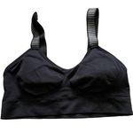 Bebe Black Sports Bra M Lined Silver Athletic Activewear Padded Photo 0