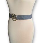 Michael Michael Kors Chocolate Logo Belt Statement MK Buckle Synthetic Leather Brown Photo 3