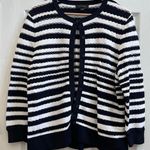 Ann Taylor Blue White Viscose Blend Eyelet Cardigan Size XL Office Nautical Photo 0