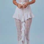 For Love & Lemons Lovebird Lace Midi Dress Sexy Sheer Skirt XLarge Sage 80s Photo 3