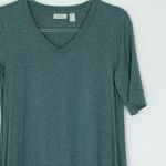 LOGO By Lori Goldstein LOGO Lounge by Lori Goldstein Womens V Neck Asymmetric Midi Dress Size S Green Photo 1