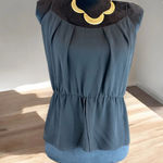 Naked Zebra Naked Zebra Women’s Frill Blouse with Knotted Straps in Black Size Medium Photo 6