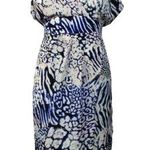 Rebecca Minkoff New Silk Lily Bloussant Blue Leopard Print Faux Wrap Dress 2 Photo 0