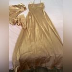 Cache Vintage  Gold Satin Maxi Dress with Scarf Photo 2