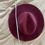 Anthropologie NWOT Wine Red Adjustable Felt Fedora Hat Photo 4