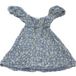 ASTR The Label Dress Womens Small Milkmaid Floral Puff Sleeve Smocked Mini Blue Photo 0