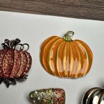 Pumpkin / Candy Corn Autumn Fall Brooch Pin Lot Of 4 Photo 2