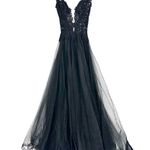 La Femme  Dress 29686 Black Illusion Tulle Lace Gown 00 Photo 0