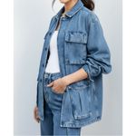 FAVORITE DAUGHTER Carly Cargo Denim Jacket, Highway, XL Blue Photo 1
