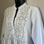 ZARA  Baby Blue Eyelet Embroidered Button Front Dress Photo 2