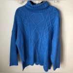 Aerie Oversized Blue Cable Knit Turtleneck Photo 1