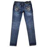 Miss Me Signature Rise Skinny Jeans Golden Firework Fleur de Lis Bling Size 26 Photo 3