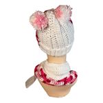 Handmade Crochet Hat & Scarf Set Cozy & Stylish. Brand new white, pink and red Photo 8