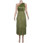 SABINA MUSAYEV Isabello Plisse Midi Dress, Moss Green, Medium Green Photo 6