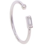 Boutique NEW Dainty White Gold Filled Ring with Baguette and Round Simulate, Adjustable‎ Photo 7