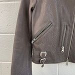 All Saints Brown Watson Sheep Leather Moto Biker Jacket Outerwear Buckle Coat 2 Photo 5