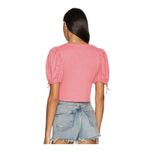 Free People Kitty Tee Velvet Rose Crop Top Tie Up Front Puff Sleeve Size XS NWT Photo 3