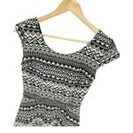 Mossimo Supply Co Black Aztec Print A-line Dress Sz S Short Sleeved Stretch Photo 3