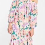 ASOS  DESIGN Floral‎ Maxi Dress Off Shoulder Trapeze Long Sleeve Tiered US 10 Photo 0