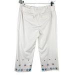 Loft Ann Taylor Ann Pants Cropped 10 White Embroidered Flowers Photo 10