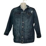 Max jeans  Button Front Denim Stretchy Blue Jean Jacket Size Medium/Large Photo 0