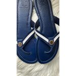 Tory Burch Navy Blue Leather Sandals with White Straps Photo 2