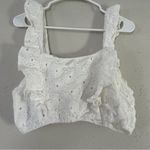 7 For All Mankind White Floral Ruffle Eyelet Crop Top Summer XL Large Bride Photo 3