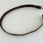 90s Retro Brown Vegan Leather Beaded Brass Buckle Belt Photo 3