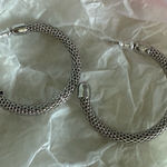 Statement Mesh Silvertone Hoop Pierced Earrings Silver Photo 0