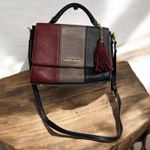 Adrienne Vittadini Red Tan Black Colorblock Block Purse Satchel Crossbody Photo 0