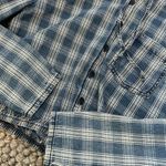 Hidden Checkered Denim Button Up With Hoodie‎ Blue Size M Photo 1