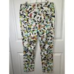 Cynthia Rowley Hummingbird Print Colorful Cotton Blend Pants Size 12 Women's Photo 4