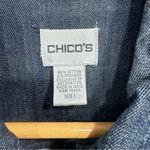 Chico's Chico’s Dark Wash Denim Military Jacket Gold Metallic Embroidery Sequins & Beads Photo 12