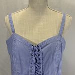 Torrid Striped Blue and White Poplin Lace Up Corset Tank Top Size 1X Photo 2