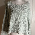 Free People  Women's Oversized Frayed Knit Sweater - Light Mint Green size Medium Photo 0