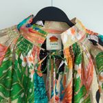 Farm Rio Blouse XS Beach Palm Floral Toucan Tropical Peasant Balloon Sleeve Photo 5